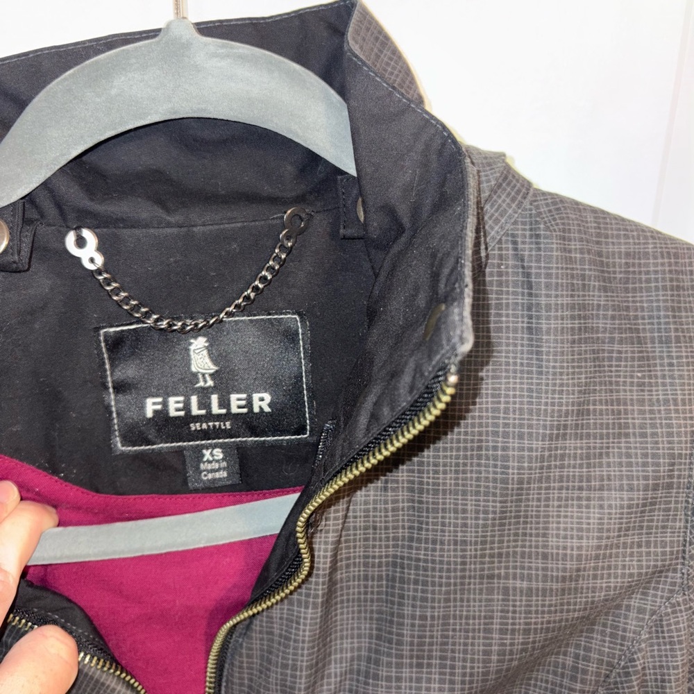 Feller Seattle Women’s XS Raincoat Trench Gray Plaid Hooded - Picture 5 of 15